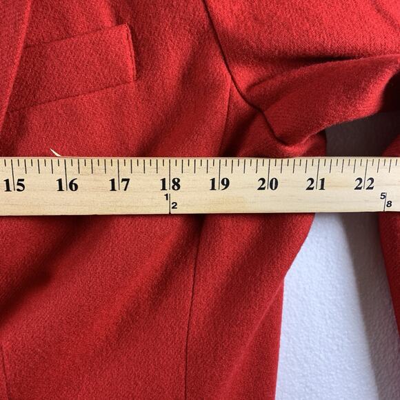 Vintage Womens 100% Wool Double Breasted Blazer Sz 16 Red Old Money Gold Button - Picture 5 of 14